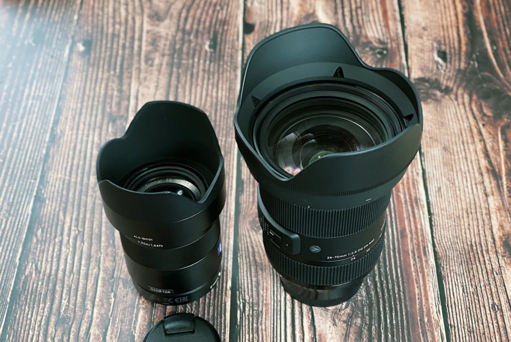 Sonnat T* FE 55mm F1.8 ZAとSIGMA 24-70mm F2.8の大きさ比較